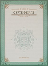 Фото 1/3 Сертификат-бумага А4, вертикальный бланк зел рамка,тиснение фольг 10 шт/уп