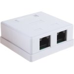 Розетка Cablexpert RJ-45 NA214, кат.5e внешняя, 2 порта, 110/Krone, пакет