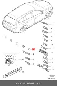 31213612, Эмблема C30S40(04-)V40(13-) V40CrossCountryV60XC60