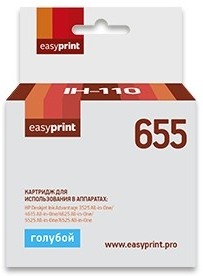 Фото 1/2 Easyprint CZ110AE Картридж (IH-110) № 655, для HP CZ110AE/ DeskJet IA 3525/4615/5525/6525, голубой, с чипом