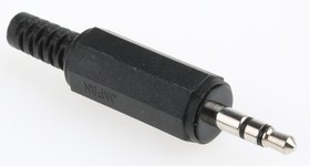 Фото 1/4 3.5 mm jack plug, 3 pole (stereo), solder connection, plastic, KLS 40