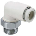 KQ2L13-03AS, KQ2 Series Elbow Threaded Adaptor, R 3/8 Male to Push In 1/2 in ...