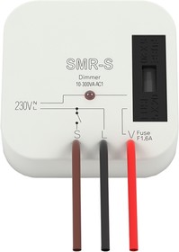 SMR-S Регулятор яркости, диммер без нейтрали. Входы управления: кнопка "S"; выходы: RL-LED 1хTriac, 300VA(R), 150VA(L); монтаж MINI BOX.