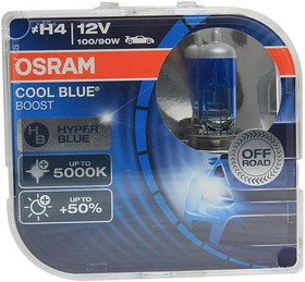 Фото 1/4 62193CBB-HCB, Лампа 12V H4 100/90W P43t +50% 5000K бокс (2шт.) Cool Blue Boost OSRAM