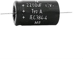 Electrolytic capacitor, 470 µF, 40 V (DC), -10/+30 %, axial, Ø 10 mm