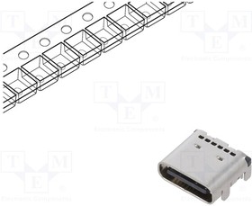 2436 01, Гнездо; USB C; на PCB; SMT; PIN: 24; угловой 90°; USB 3.1