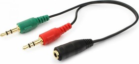 Photo 1/6 CCA-418 Cablexpert, 3.5 jack headphones + 3.5 microphone- 3.5 jack 4pin, length 20cm {1000} (097468)