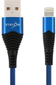 Фото 1/3 Кабель USB VIXION (K26i) для iPhone Lightning 8 pin 1м (синий)