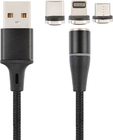 Фото 1/3 Кабель USB VIXION (K30) Lightning, micro, type-c магнитный 1м (черный)