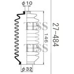 27-484, Пыльник рул рейки (d=10 D=32 L=146) Toyota