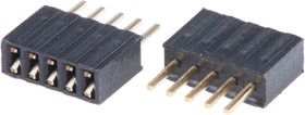 M52-5000545, Headers & Wire Housings Vert Socket, 4.6mm SIL,5P,Sngle Rw,Gold