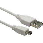 USB 2.0 Cable, Male USB A to Male Mini USB B Cable, 0.5m