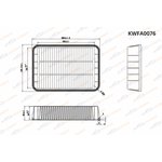 KWFA0076, Фильтр воздушный Mitsubishi ASX/Lancer X/Outlander II/Peugeot/Citroen