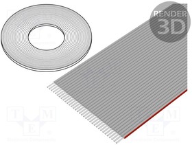 DS1057-01-34A282R-30.5, плоский ленточный провод шаг 1мм / RC1-34 AWG28 (DS1057-01-34A282R-30.5)