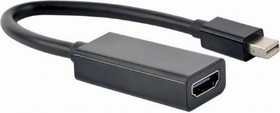 Фото 1/4 Переходник miniDisplayPort -  HDMI, Cablexpert A-mDPM-HDMIF4K-01, 4K, 20M/19F, кабель 15см, черный, пакет