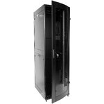 Шкаф телекоммуникационный напольный 42U (600x1000) дверь стекло (3 места), черный