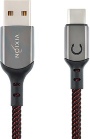 Фото 1/3 Кабель USB VIXION (K9 Ceramic) Type-C 1м (черно-красный)