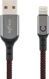 Фото 1/3 Кабель USB VIXION (K9 Ceramic) для iPhone Lightning 8 pin 1м (черно-красный)