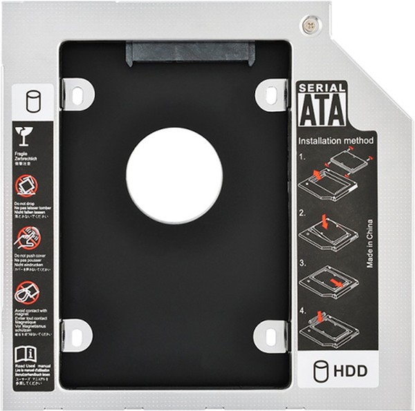 Переходник для установки HDD в ноутбук вместо привода DVD (толщина 12.7 мм, Slim) новый