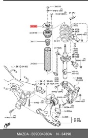 B39D34380A, Опора амортизатора переднего, Mazda3 (BK/BL)