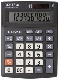 Фото 1/10 Калькулятор настольный PLUS STF-222, КОМПАКТНЫЙ 138x103мм , 10 разрядов, двойн.питание, 250419