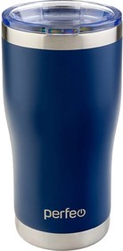 Фото 1/2 Термокружка для напитков с прозрачной крышкой, 0.6 л, темно-синий 30016016