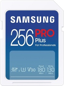 Фото 1/2 Карта памяти Samsung SDXC PRO Plus UHS-I U3 V30 180/130Mb/s 256Gb (MB-SD256S/EU)
