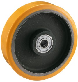 Фото 1/6 Колесо Tellure Rota 642129 под ось, диаметр 400мм, грузоподъемность 2800кг, полиуретан TR, чугун, шариковый подшипник в комплекте