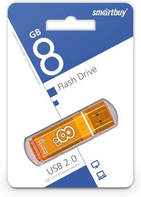 Фото 1/5 USB 2.0 накопитель Smartbuy 8GB Glossy series Orange (SB8GBGS-Or)