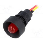LKS12-24-R, Индикат.лампа: LED, вогнутый, 12-24ВDC, 12-24ВAC, Отв: d13мм, IP20