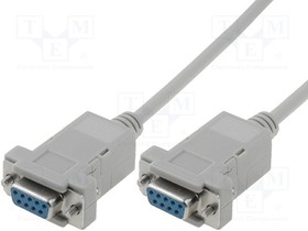 AK-610100-030-E, Cable; D-Sub 9pin socket,both sides; 3m; grey
