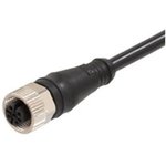 120065-9520, Sensor Cable, Black, Straight, 5m, M12 Socket - Pigtail, Conductors - 5