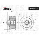 AG04042, Шкив генератора Fiat/ Opel 1.9JTD/1.9CDTI 02  MILES