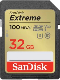 Фото 1/2 Карта памяти SanDisk Extreme SDHC UHS Class 10 U3 V30 100/60 MB/s 32GB SDSDXVT-032G-GNCIN