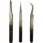 120 mm, Low Carbon Austenitic Steel, Bent; Flat; Rounded, Tweezer Set