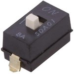 SDA01H1SBD, Переключатель DIP-SWITCH, Кол-во секций 1, OFF-ON, 0,025A/24ВDC