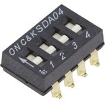 SDA04H0SB, Переключатель: DIP-SWITCH, Кол-во секций: 4, ON-OFF, 0,025A/24ВDC