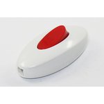 Переключатель клавишный, контакты 2C, 6А, ON-OFF, подсветка белая/красная, MAKEL10080