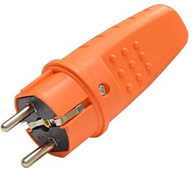 Вилка прямая c/з каучук 16А 250В IP44 цвет оранжевый (еврослот) 3031