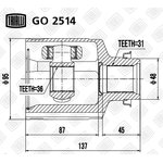 GO 2514, ШРУС Mazda CX-7 07- AT внутренний правый Trialli