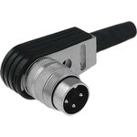 T 3300 005, Circular DIN Connectors 4 Pin Male;R/A Cable Mount
