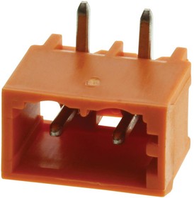 231-532/001-000, THT male header - 1.0 x 1.0 mm solder pin - angled - Pin spacing 5.08 mm - 2-pole - orange