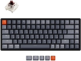 Фото 1/3 Беспроводная механическая клавиатура Keychron K2, 84 клавиши, алюминиевый корпус, RGB подсветка, Hot-Swap, Gateron Brown Switch