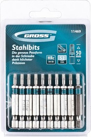 11469, Набор бит TORX 15х50, сталь S2, 10 шт.
