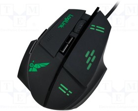 ID0157, Оптическая мышь, черный, зеленый, USB, проводная, Кол-во кноп: 7