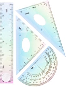 Набор линеек Deli EH652 пластик дл.15см ассорти компл.:лин 15см/2 угольн/трансп пластиковый пакет с европодв.