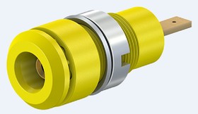 Фото 1/3 2 mm socket, flat plug connection, mounting Ø 8.6 mm, CAT III, yellow, 65.9098-24