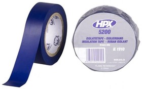 Фото 1/2 HPX-5200-1910BL, Лента изоляционная, W 19мм, L 10м, D 0,15мм, синий, каучуковый