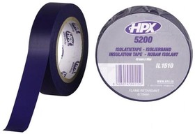 Фото 1/2 HPX-5200-1510BL, Лента изоляционная, W 15мм, L 10м, D 0,15мм, синий, каучуковый
