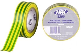 Фото 1/2 HPX-5200-1910YG, Лента изоляционная, W 19мм, L 10м, D 0,15мм, желто-зеленый, 241%